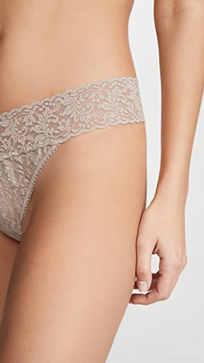 Shop Hanky Panky Signature Lace Original Rise Thong In Taupe