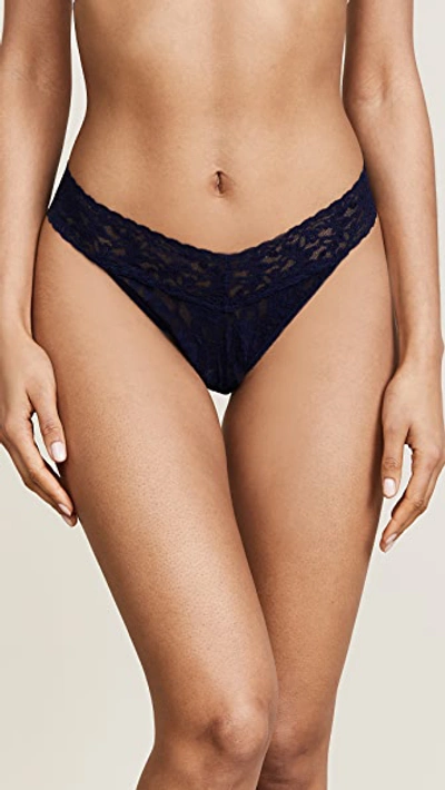 Shop Hanky Panky Signature Lace Original Rise Thong In Navy