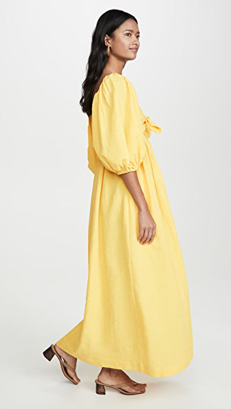 Mara Hoffman Violet Knotted Organic-cotton Midi Dress In Yellow | ModeSens