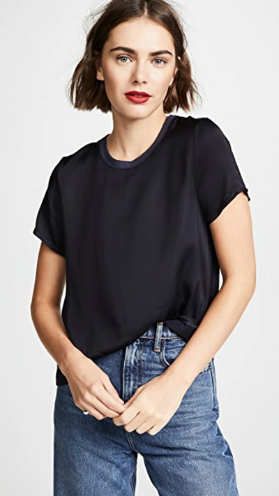 Shop Nation Ltd Marie Sateen Boxy Crop Top In Night