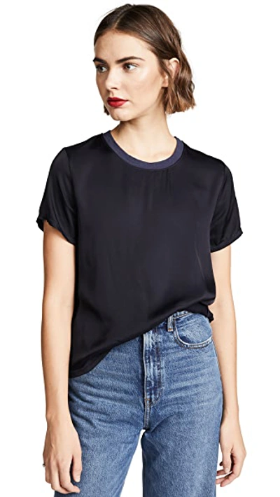 Shop Nation Ltd Marie Sateen Boxy Crop Top In Night