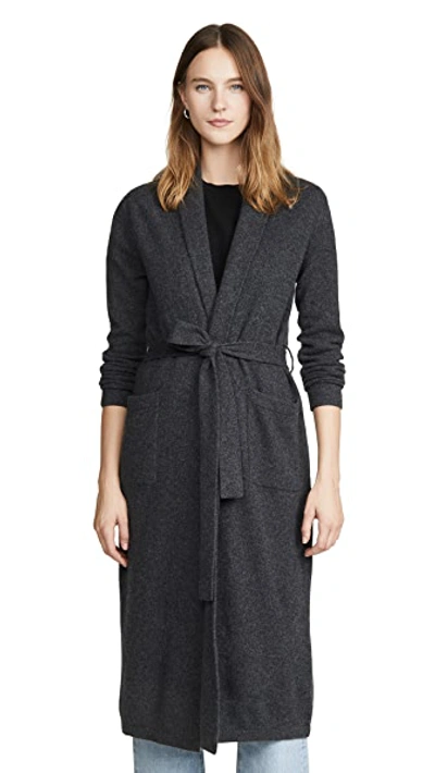 Shop White + Warren Luxe Cashmere Robe In Charcoal Heather