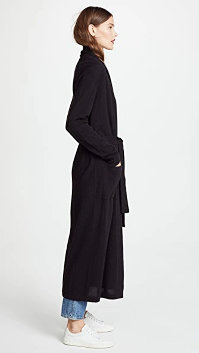 Shop White + Warren Luxe Cashmere Robe In Black