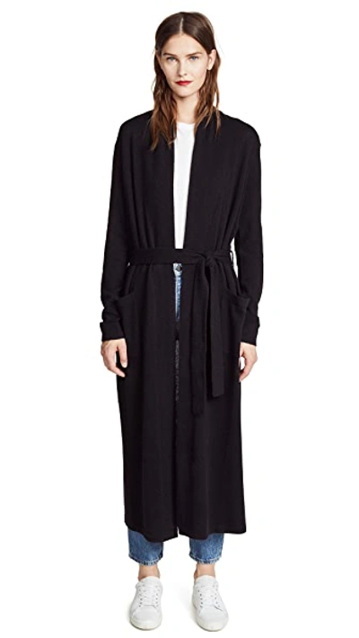 Shop White + Warren Luxe Cashmere Robe In Black