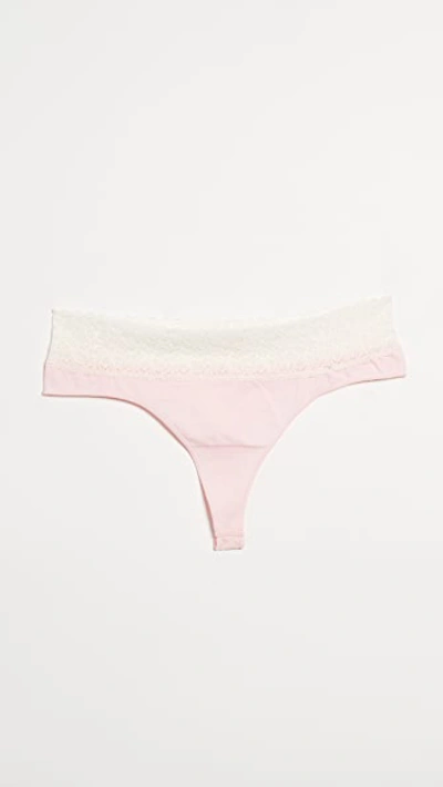 Shop Rosie Pope Seamless Maternity Thong With Lace In Blush/ivory