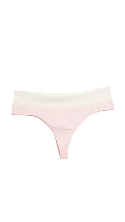 Shop Rosie Pope Seamless Maternity Thong With Lace In Blush/ivory