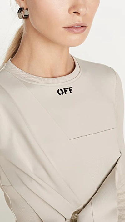 Shop Off-white Wrap Shirtdress In Beige/black