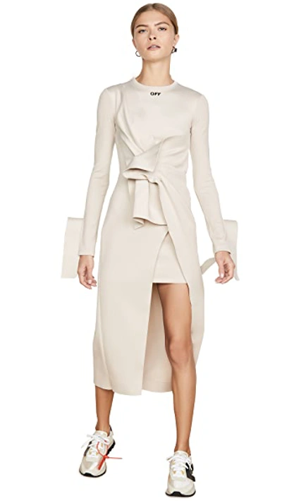 Shop Off-white Wrap Shirtdress In Beige/black