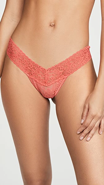 Shop Hanky Panky Signature Lace Low Rise Thong In Ripe Watermelon