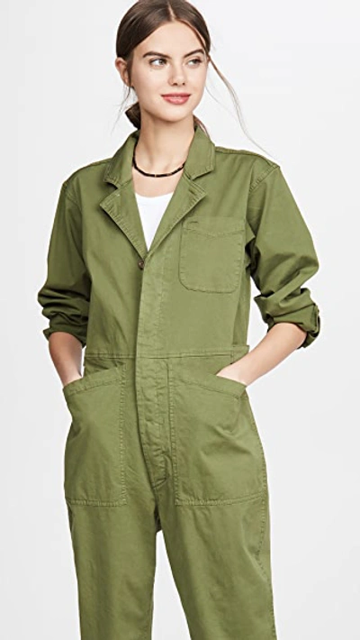 Shop Alex Mill Standard Cotton Jumpsuit In Army Green