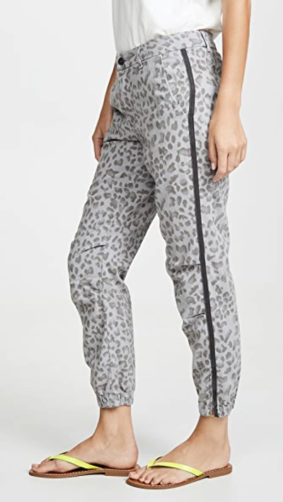 Shop Sundry Leopard Zip Joggers In Light Grey