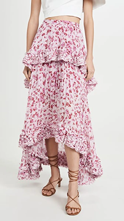 Shop Amur Nita Skirt In Frozen Rose Pressed Floral