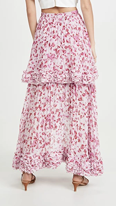 Shop Amur Nita Skirt In Frozen Rose Pressed Floral