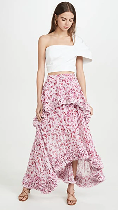 Shop Amur Nita Skirt In Frozen Rose Pressed Floral