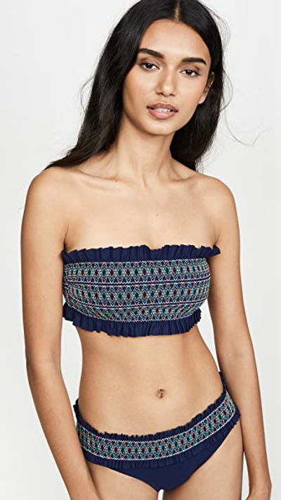 Shop Tory Burch Costa Bandeau Bikini Top In Tory Navy