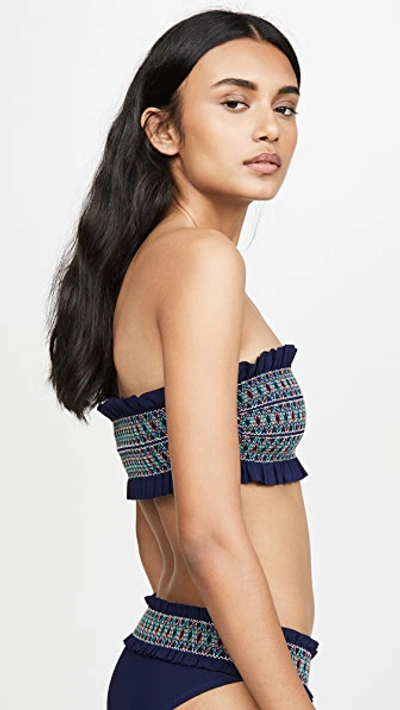 Shop Tory Burch Costa Bandeau Bikini Top In Tory Navy