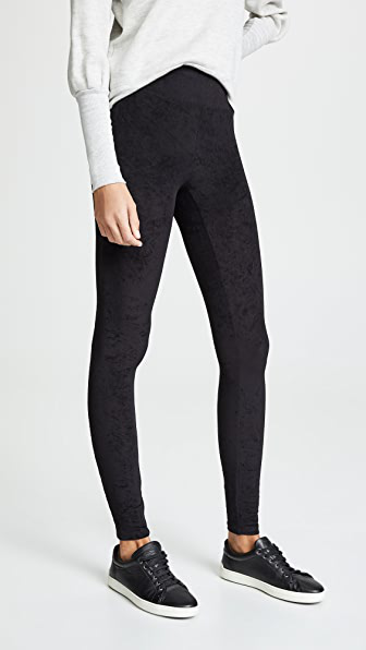 high waisted black velvet leggings