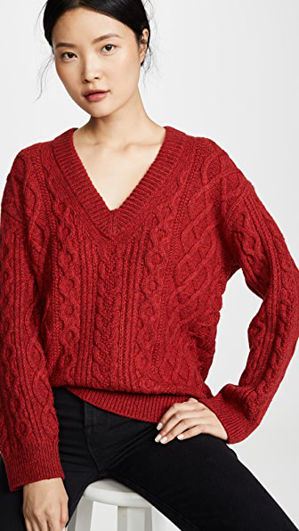 wool blend cable knit sweater