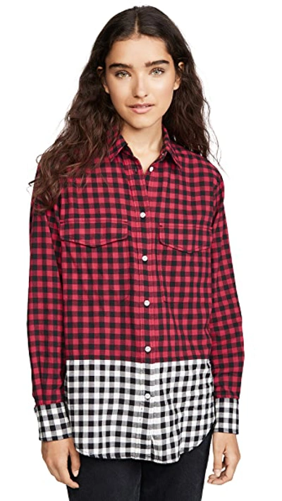 Shop Rag & Bone Birdie Shirt In Red Black