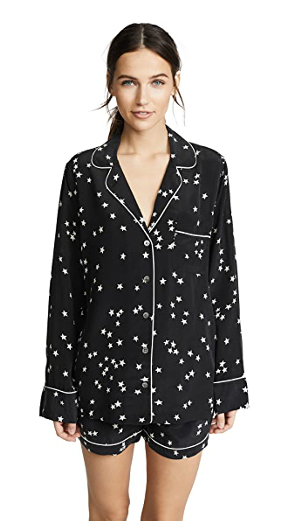 Equipment Lillian Printed Washed silk Pajama Set In Black ModeSens