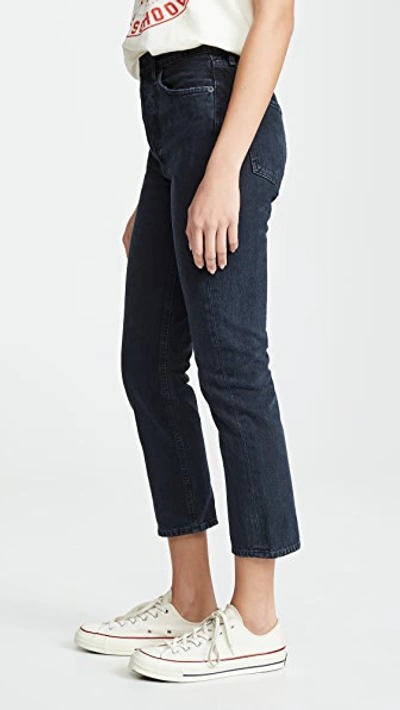 Shop Agolde Riley High Rise Slim Crop Jeans In Hideaway