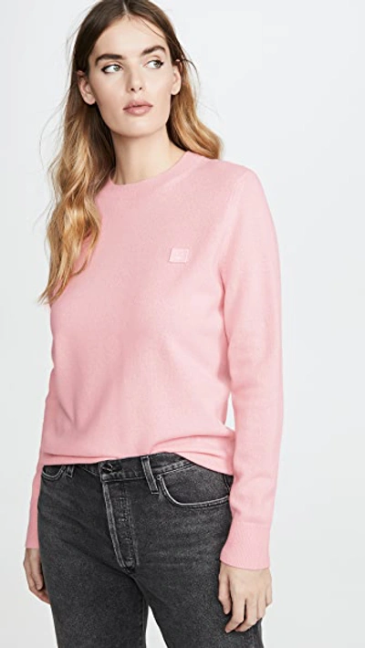 Shop Acne Studios Kalon Face Sweater In Blush Pink