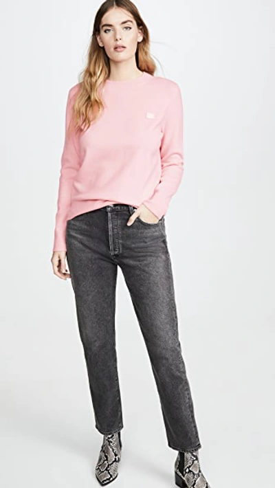 Shop Acne Studios Kalon Face Sweater In Blush Pink