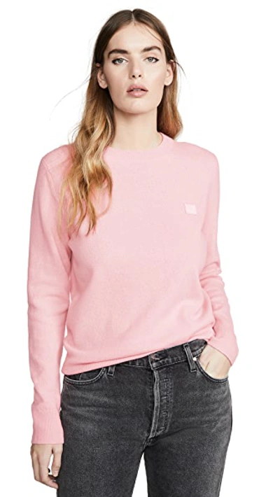 Shop Acne Studios Kalon Face Sweater In Blush Pink