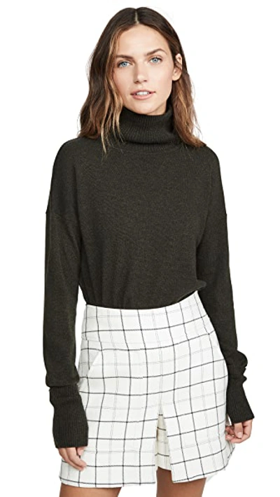 Shop Autumn Cashmere Relaxed Mock Neck Cashmere Sweater In Seaweed