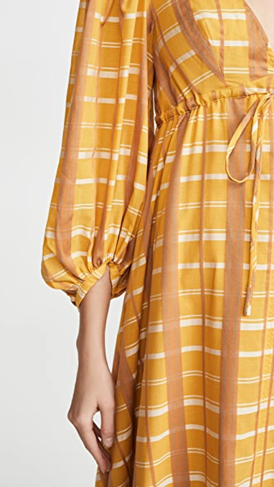 Shop Staud Amaretti Dress In Mustard Plaid