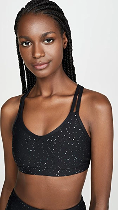 Shop Beyond Yoga Double Back Alloy Speckled Bra In Black Iridescent Speckle
