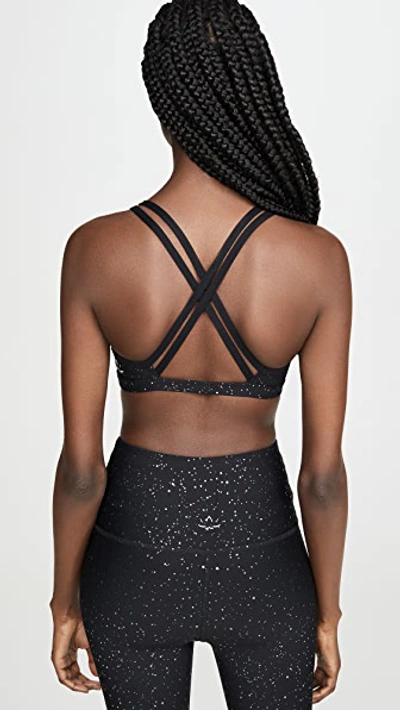 Shop Beyond Yoga Double Back Alloy Speckled Bra In Black Iridescent Speckle