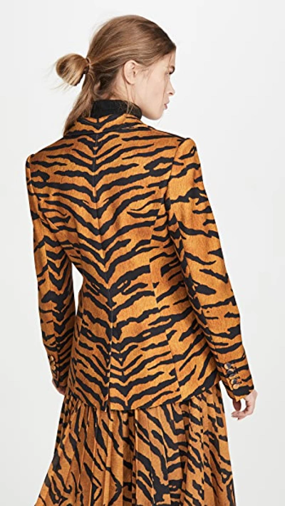 Shop Adam Lippes Blazer With High Lapel In Tiger