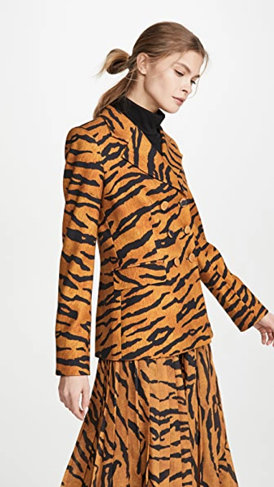 Shop Adam Lippes Blazer With High Lapel In Tiger