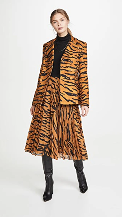 Shop Adam Lippes Blazer With High Lapel In Tiger