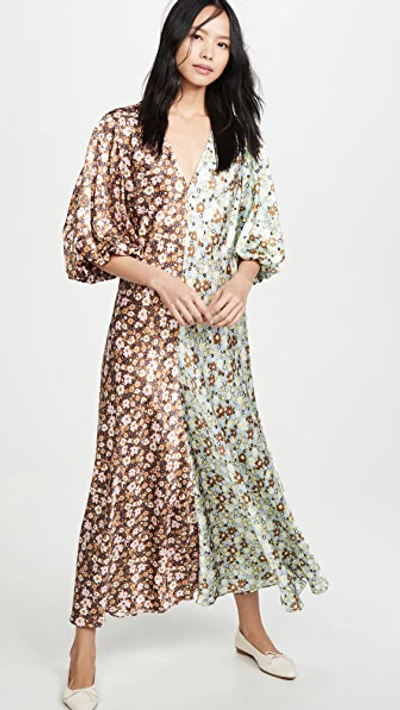 Shop Lee Mathews Zoe Puff Sleeve Dress In Ditsy Floral