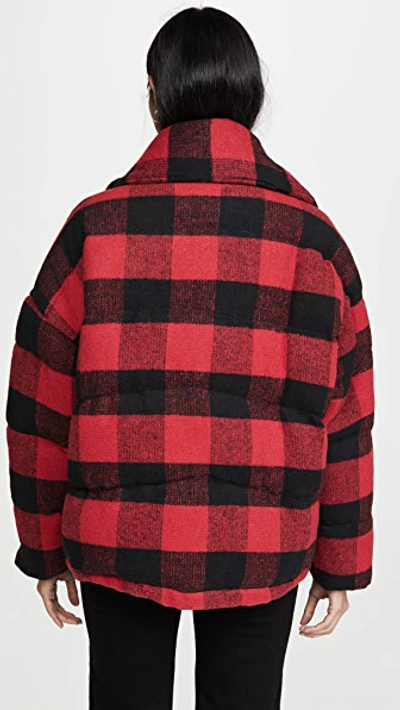 Shop Apparis Alana Coat With Detachable Scarf In Red Plaid