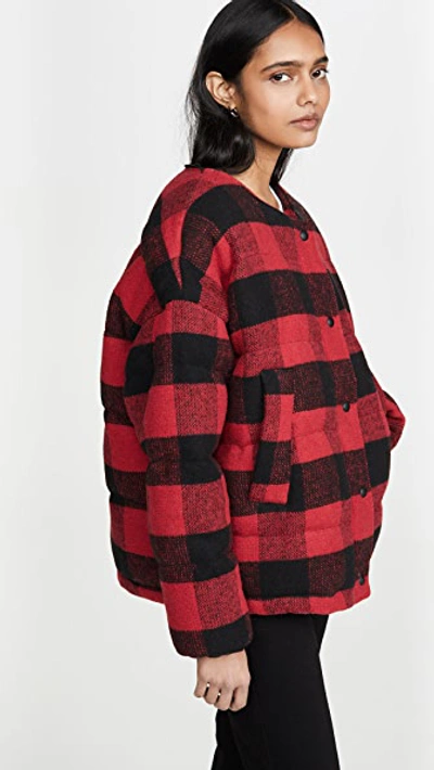Shop Apparis Alana Coat With Detachable Scarf In Red Plaid