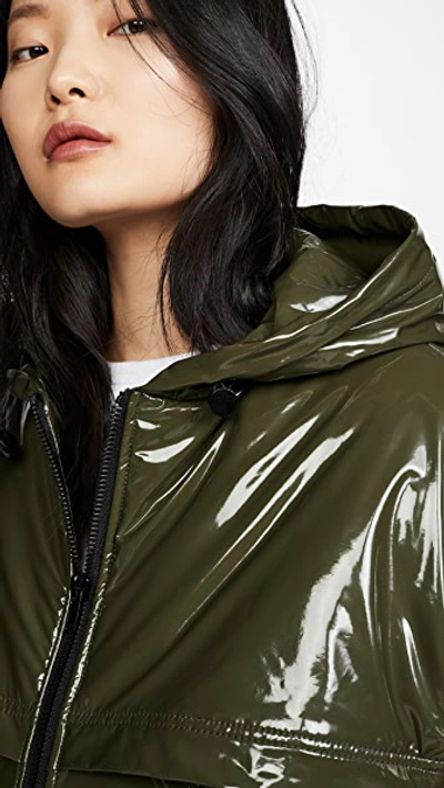 Shop Apparis Colby Cropped Vegan Leather Bomber In Hunter Green