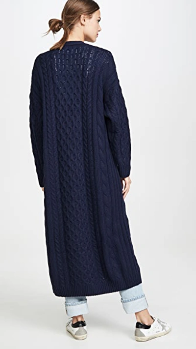 Shop Sablyn Cable Cashmere Cardigan In Navy