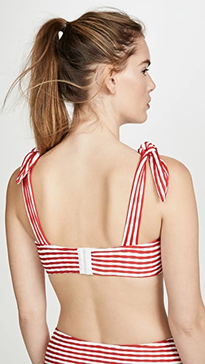 Shop Shoshanna Retro Button Bikini Top In Red/white