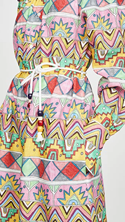 Shop Mira Mikati Ribbon Print Open Neck Shirt Dress In Multi