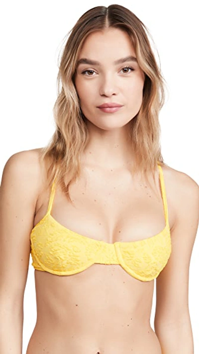 Shop Mara Hoffman Mazlyn Bikini Top In Lemon Flower Jacquard