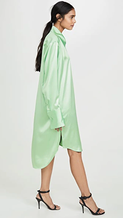 Shop Alexander Wang T Wet Shine Oversized Button Down Shirt In Mint