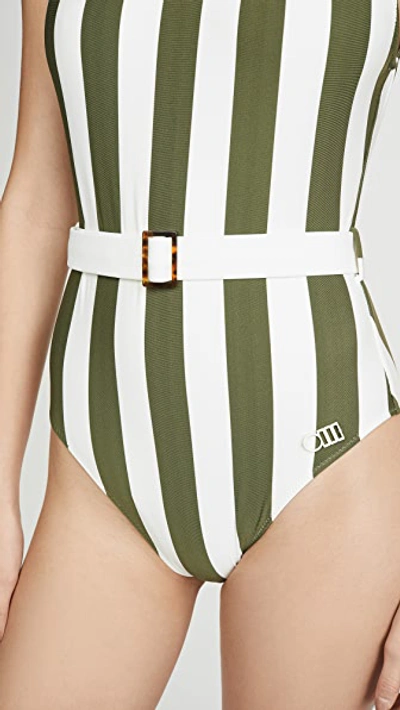 Shop Solid & Striped Anne Marie Belt One Piece In Safari Stripe