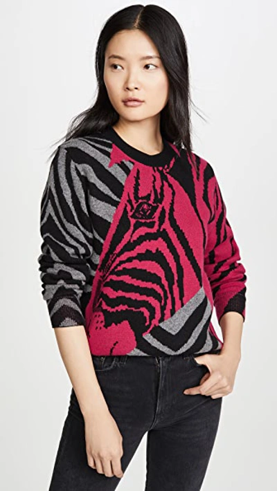 Shop Rag & Bone Cashmere Zebra Pullover In Black/pink