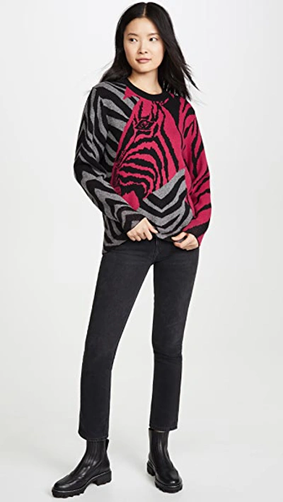 Shop Rag & Bone Cashmere Zebra Pullover In Black/pink