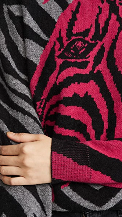Shop Rag & Bone Cashmere Zebra Pullover In Black/pink