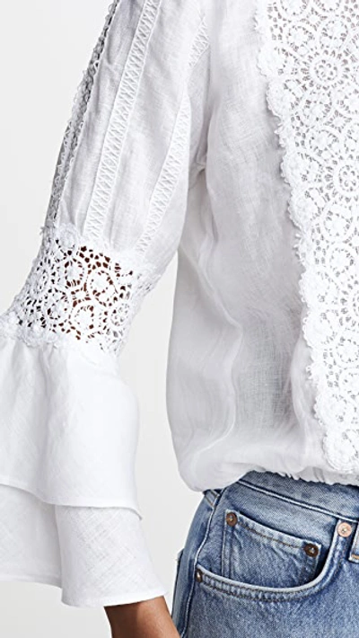 Shop Temptation Positano Bell Sleeve Linen Top In White