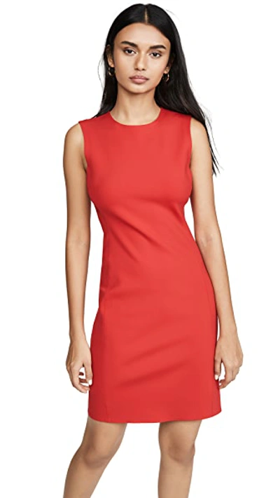 Shop Theory Sleeveless Fitted Dress In Bright Ruby